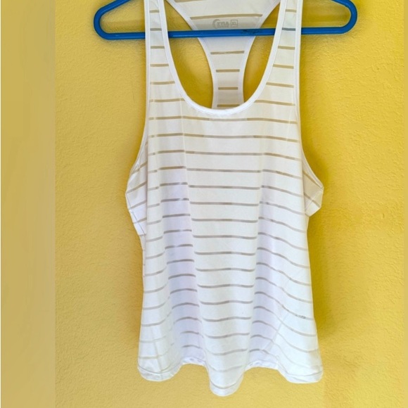 Lot of 2 Zyia Active Athletic Striped Tank Tops White and Mint Green XL EUC - Picture 4 of 6